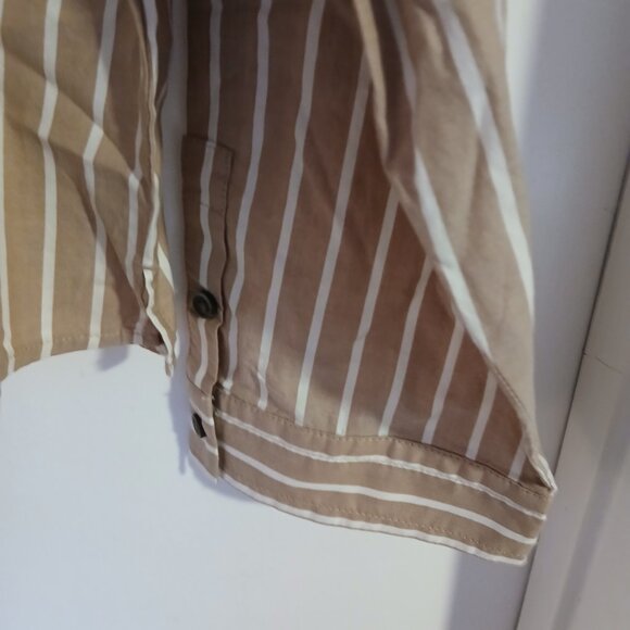 Everlane Women's Cropped Button Down Shirt Brown With White  Stripes - Picture 2 of 9